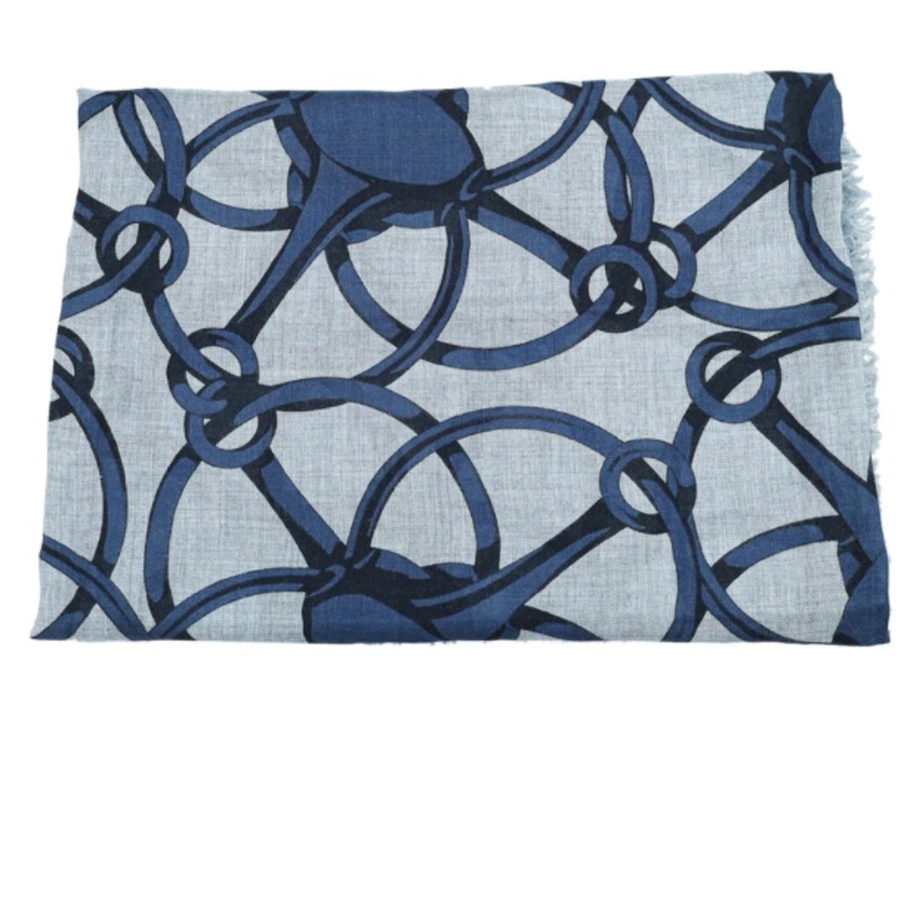 Gucci Bicolor Cross Horsebit Print Fringe Scarf
